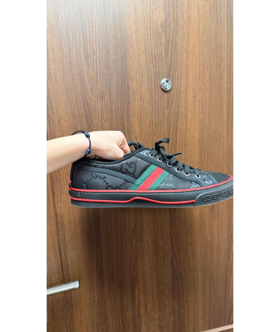 GUCCI Черные текстильные низкие кроссовки / кеды, фото 4