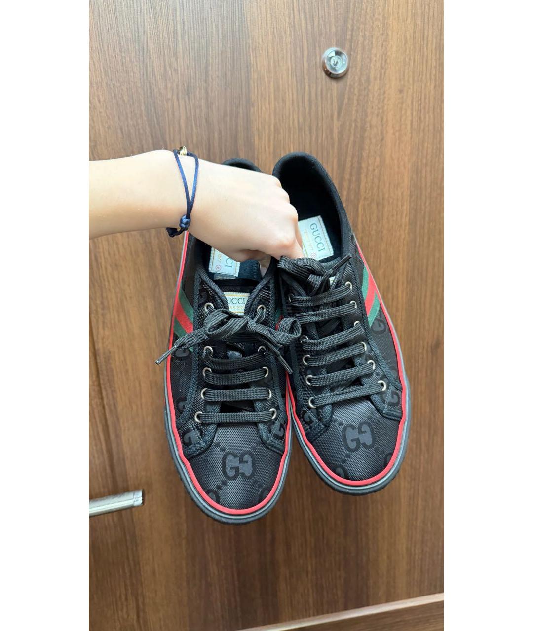 GUCCI Черные текстильные низкие кроссовки / кеды, фото 2