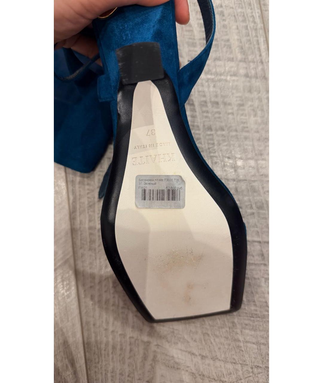 KHAITE Зеленые замшевые босоножки, фото 3