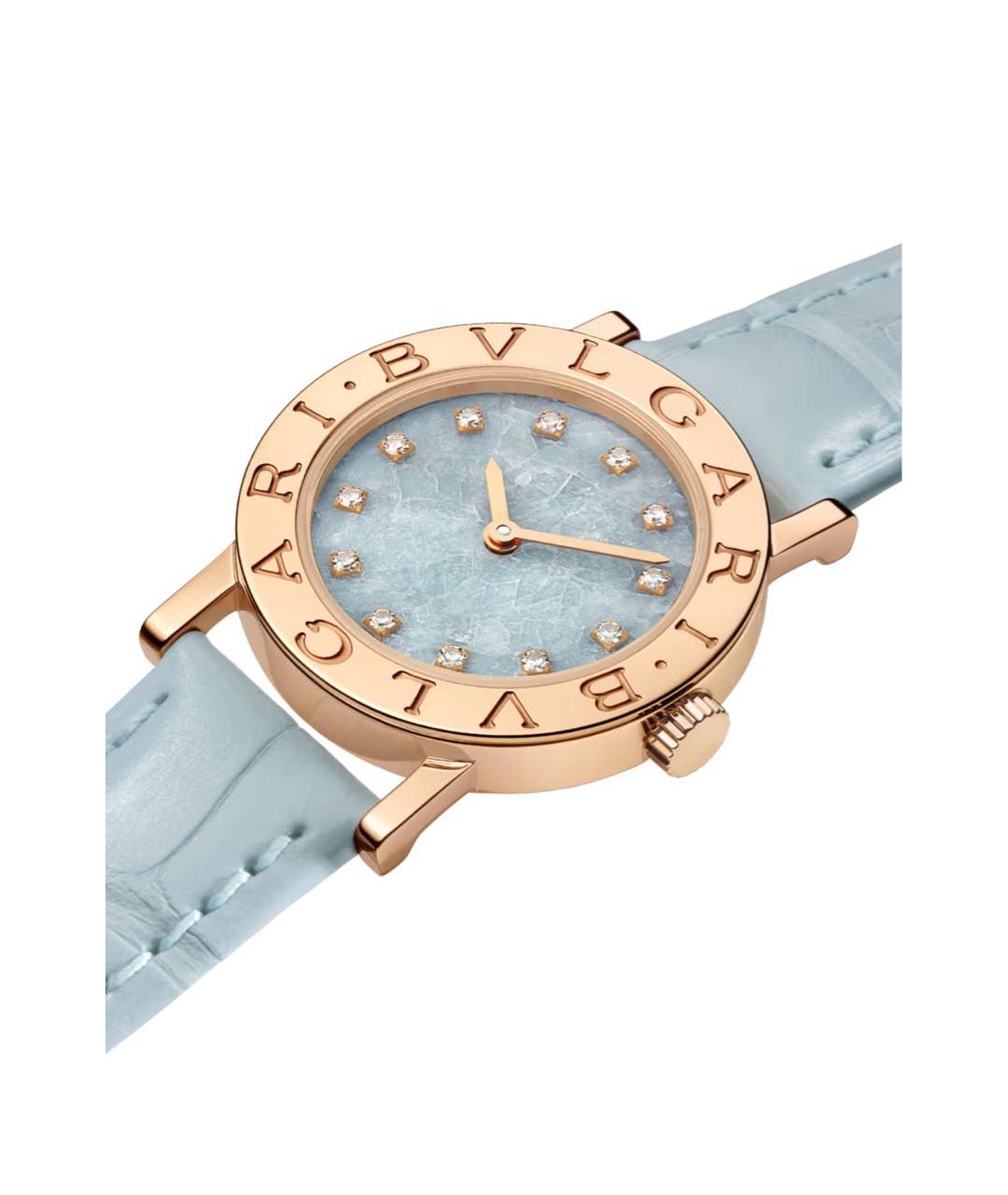 BVLGARI Голубые часы из розового золота, фото 2