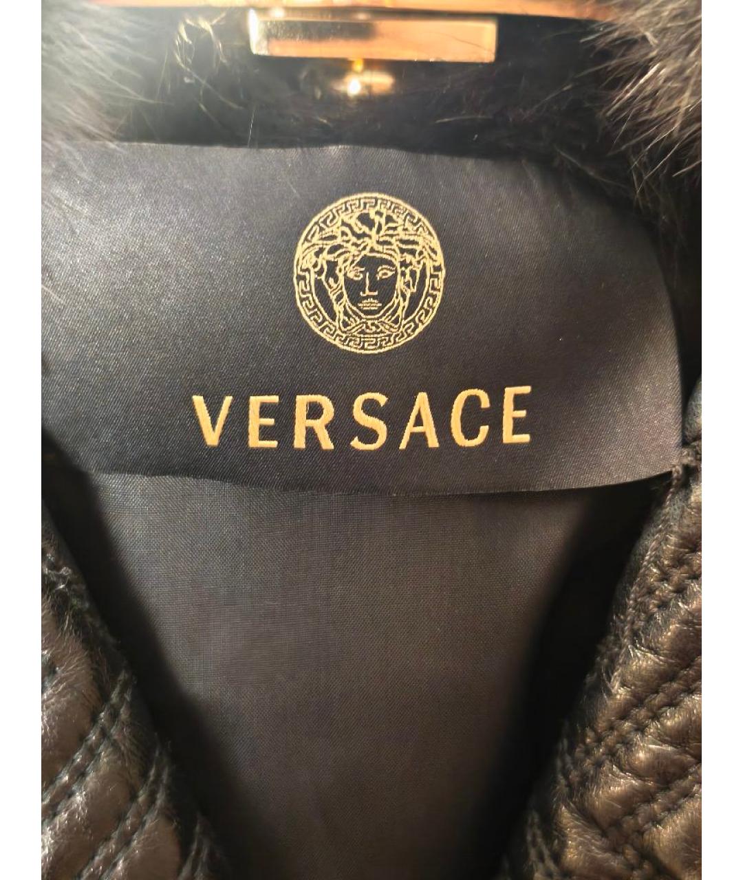 VERSACE Черная кожаная куртка, фото 3