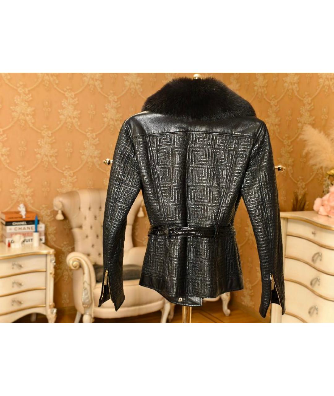 VERSACE Черная кожаная куртка, фото 2