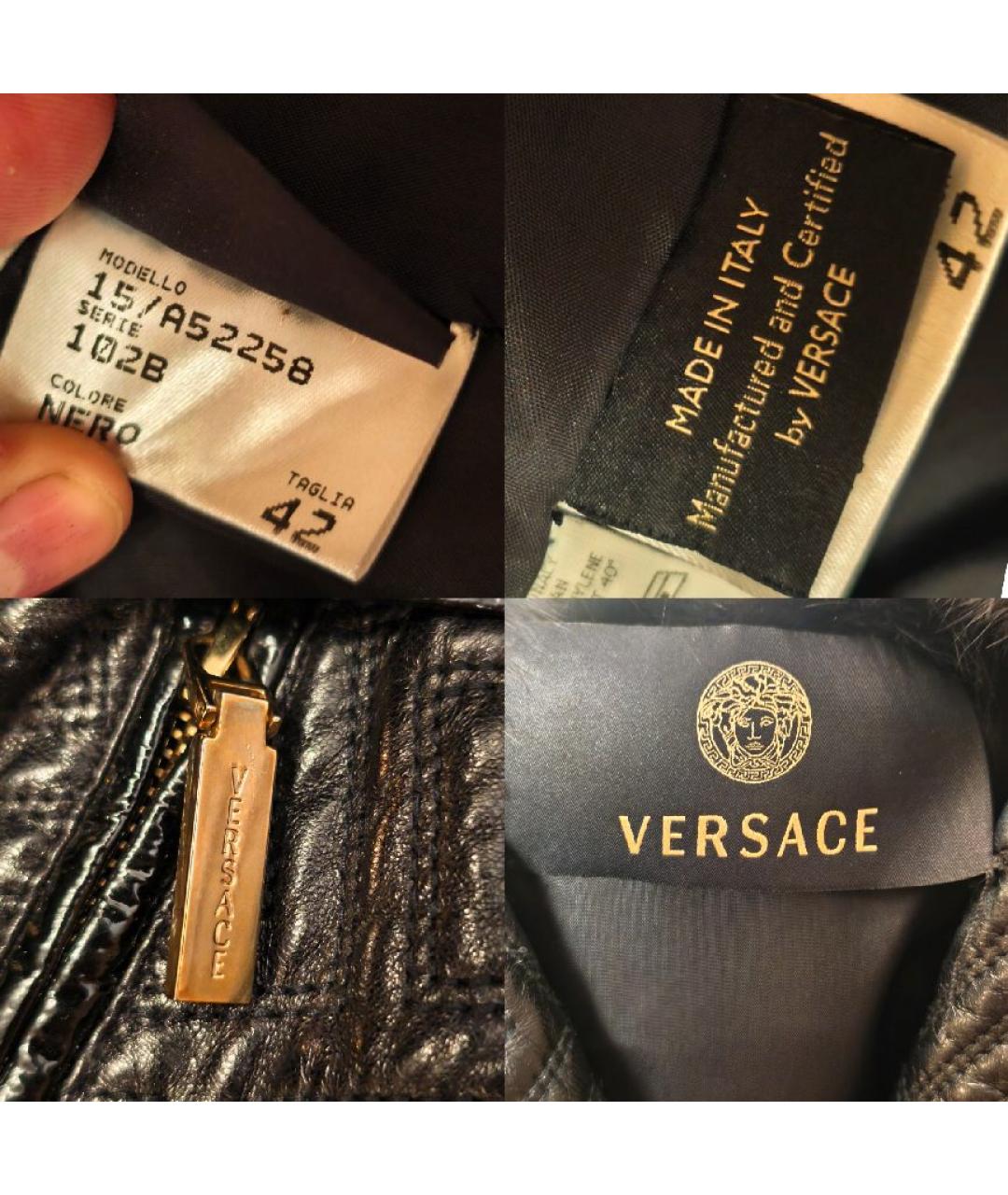 VERSACE Черная кожаная куртка, фото 5