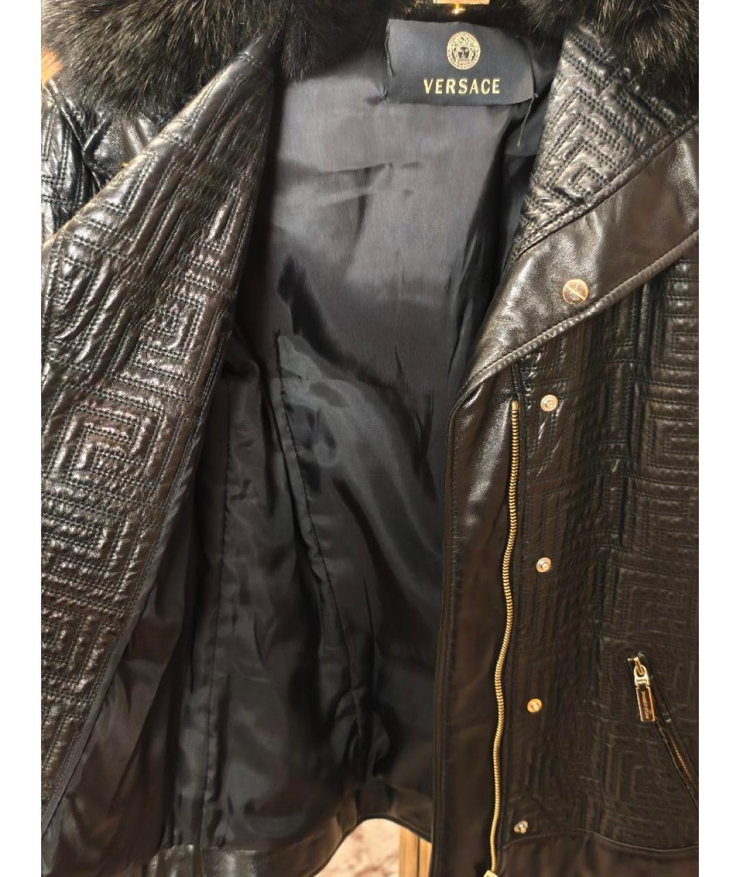 VERSACE Черная кожаная куртка, фото 7
