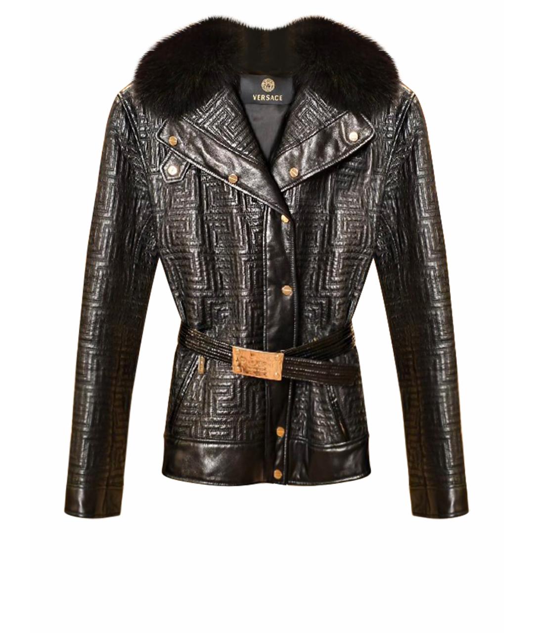 VERSACE Черная кожаная куртка, фото 1