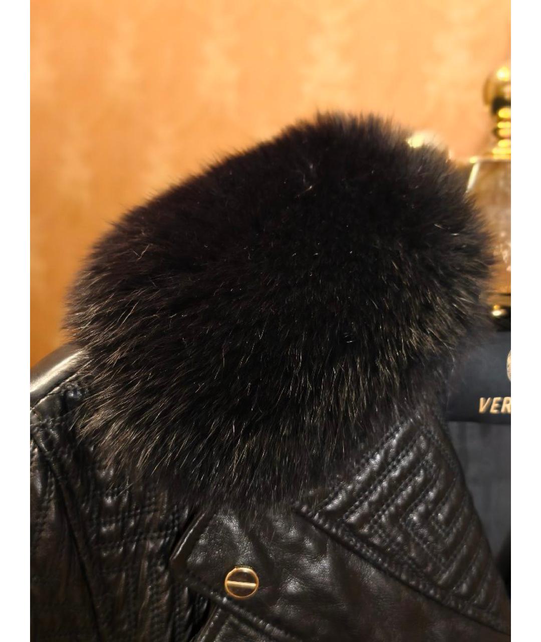 VERSACE Черная кожаная куртка, фото 4