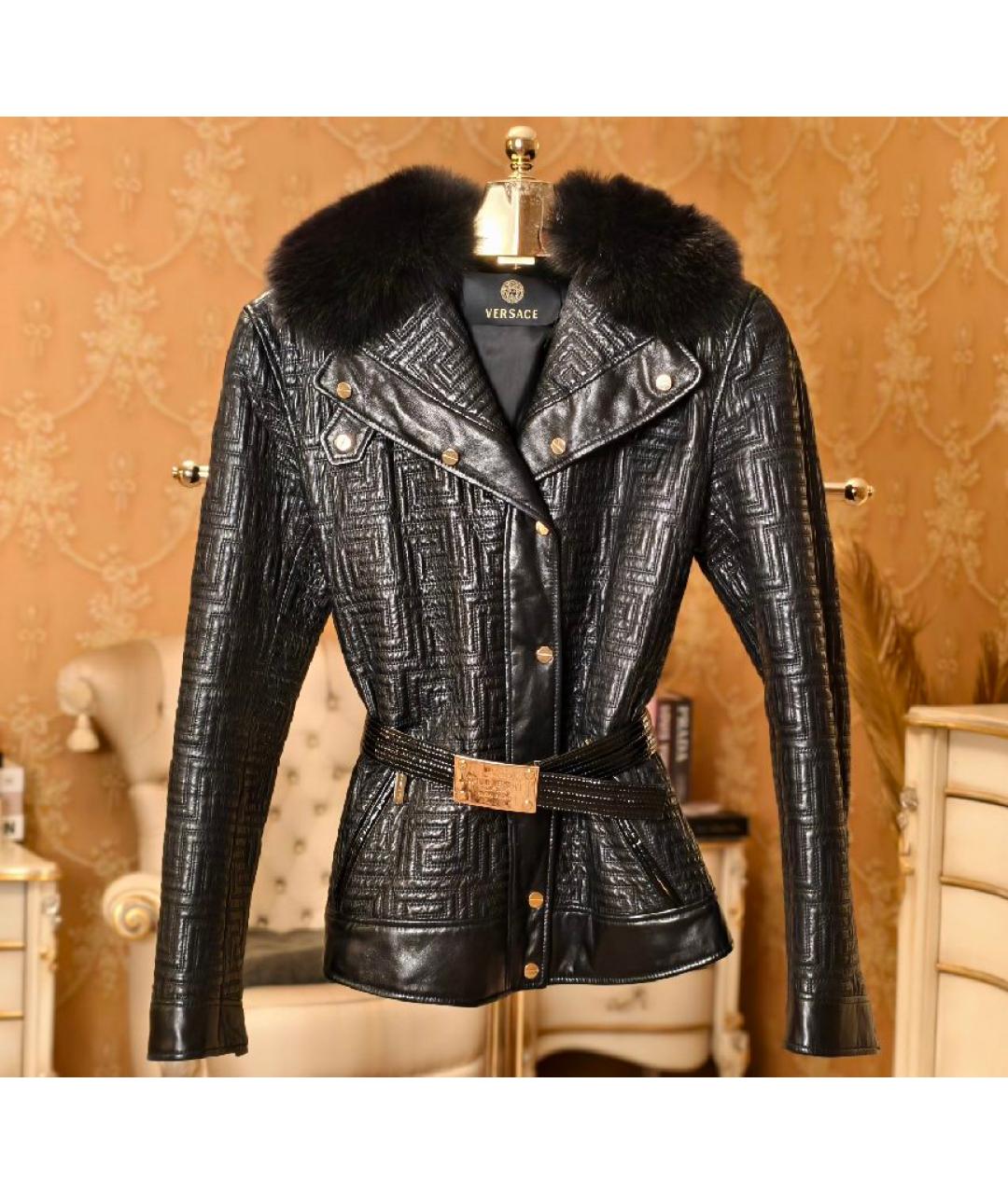 VERSACE Черная кожаная куртка, фото 9