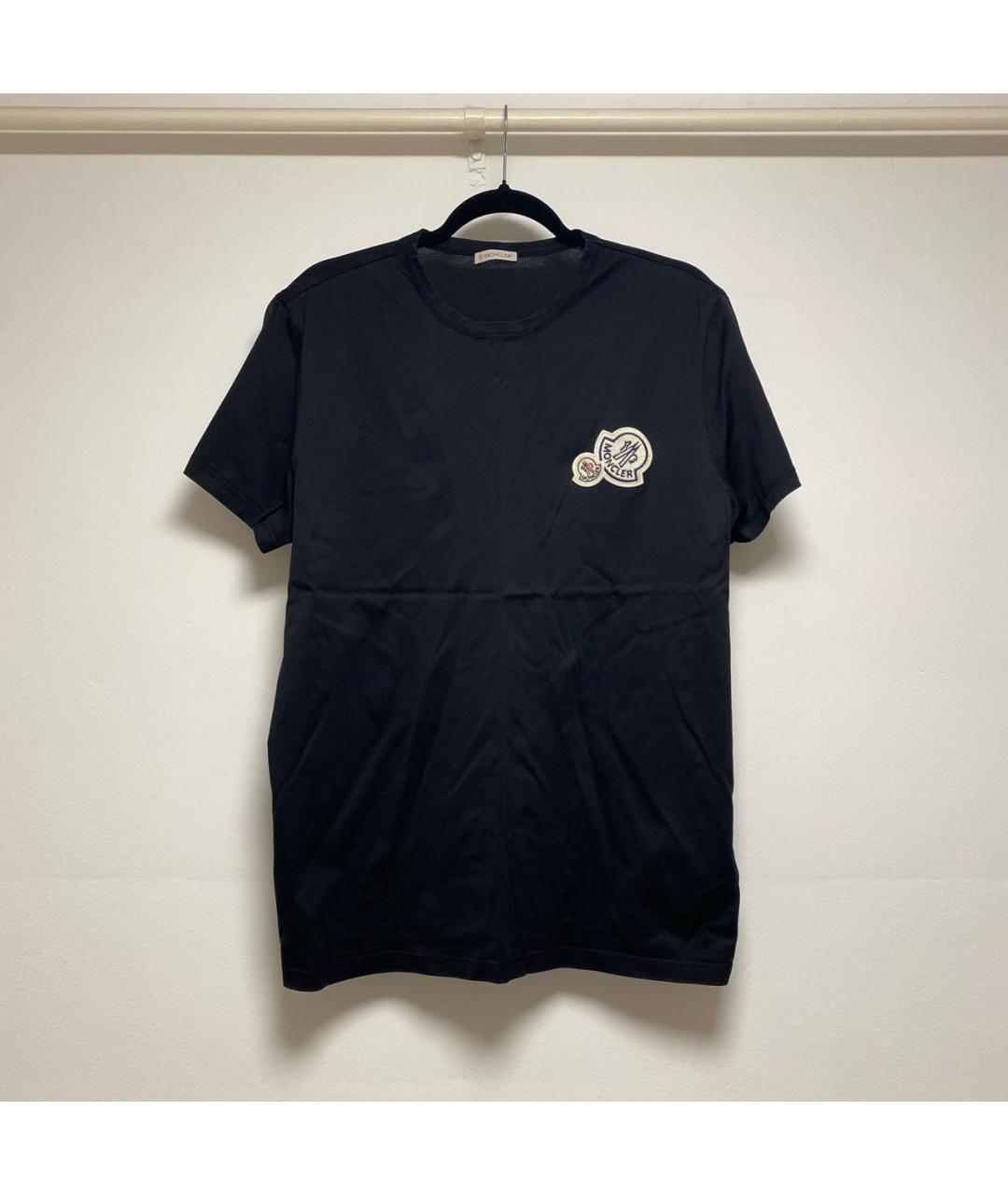 MONCLER Черная хлопковая футболка, фото 5