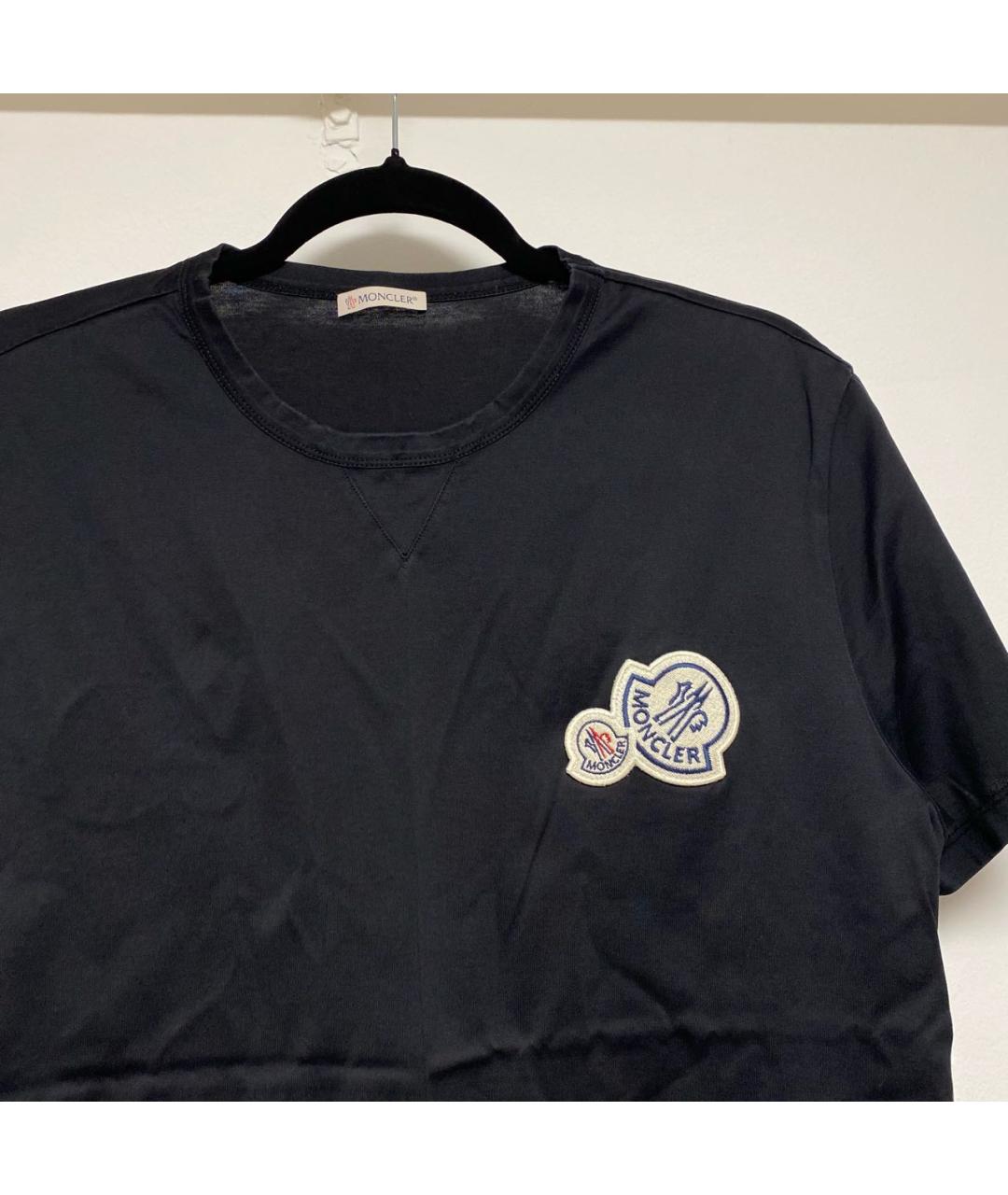 MONCLER Черная хлопковая футболка, фото 2