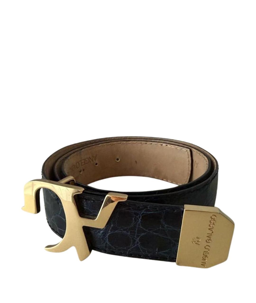 ANGELO GALASSO Темно-синий ремень из экзотической кожи, фото 1