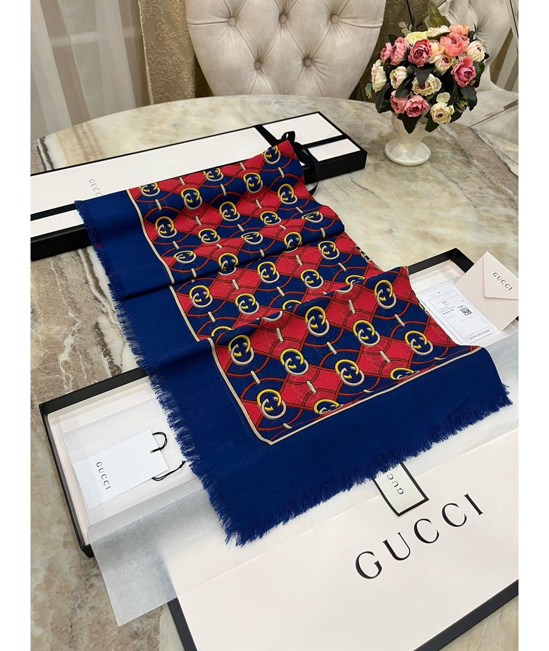 GUCCI Мульти шерстяной платок, фото 4