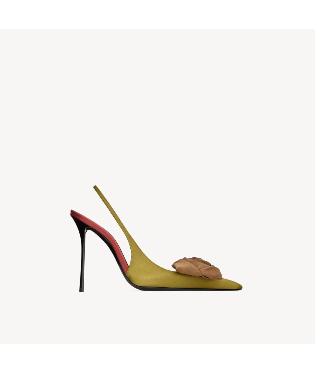 SAINT LAURENT Желтые текстильные туфли, фото 4