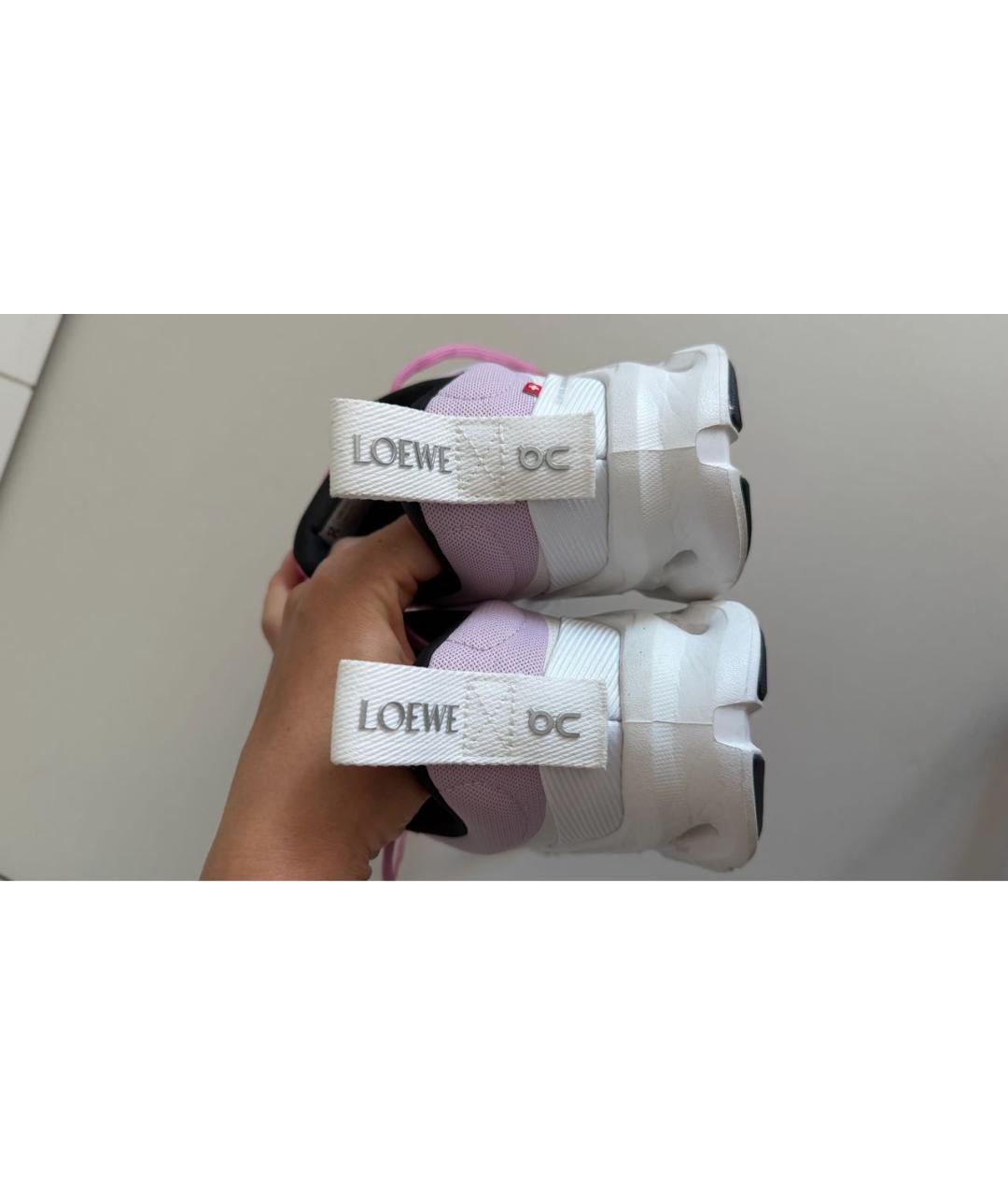 LOEWE Розовые текстильные кроссовки, фото 4