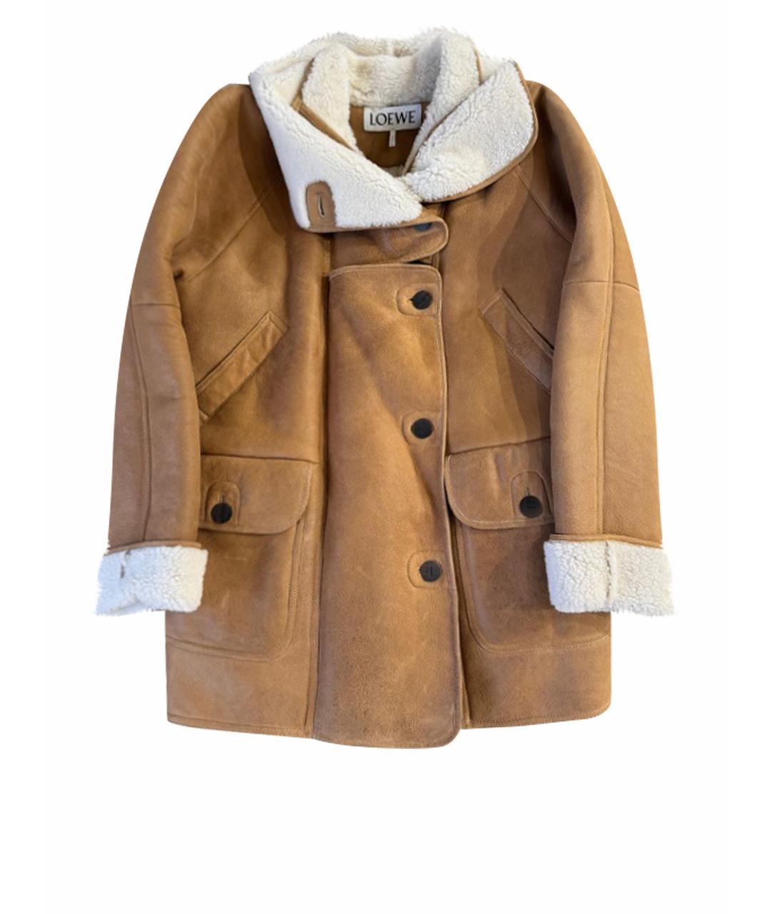 LOEWE Коричневая кожаная дубленка, фото 1