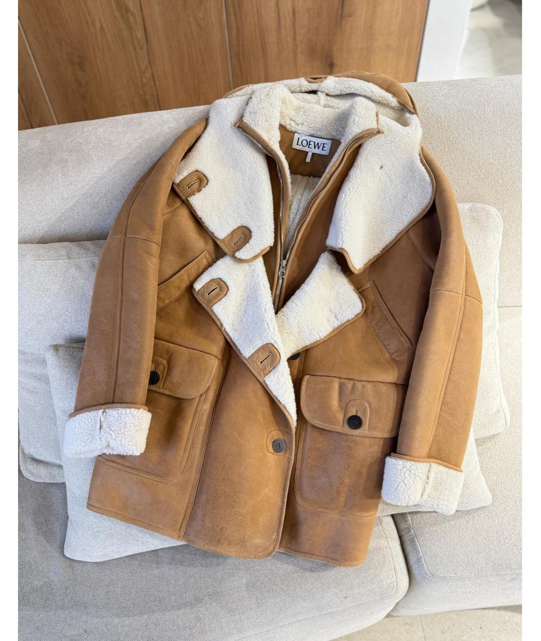 LOEWE Коричневая кожаная дубленка, фото 2