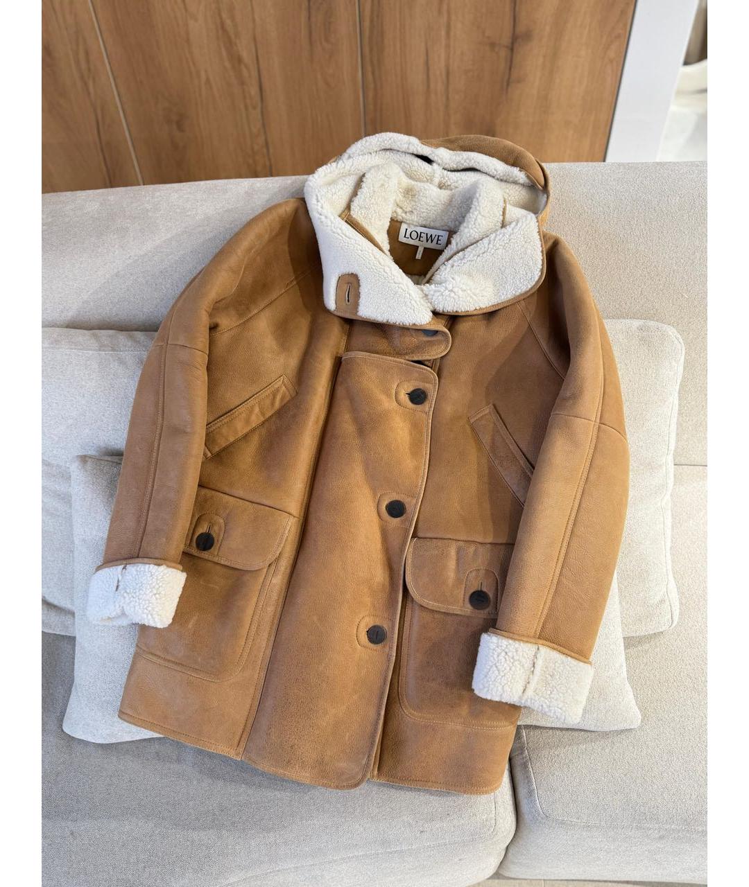 LOEWE Коричневая кожаная дубленка, фото 3