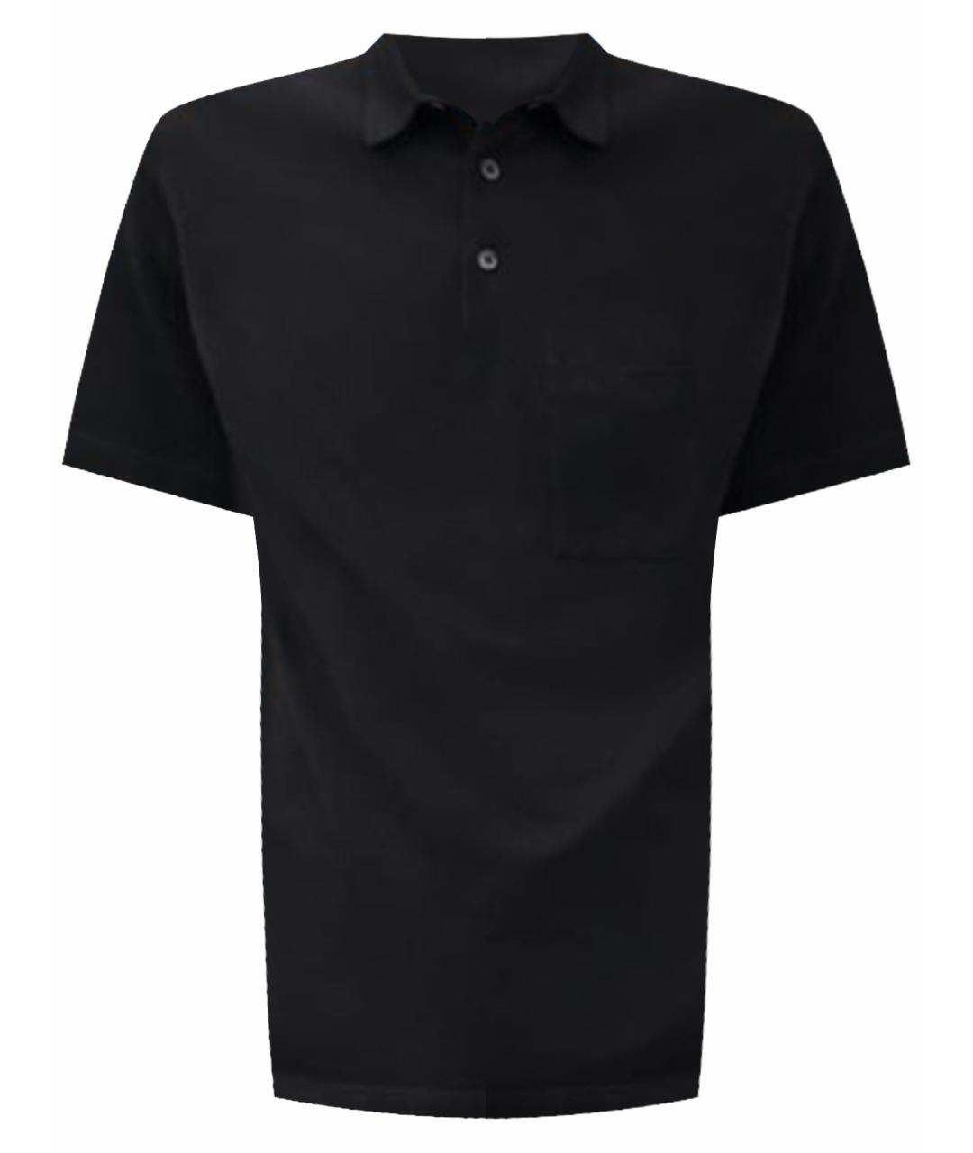 HERMES Черное хлопковое поло с коротким рукавом, фото 1