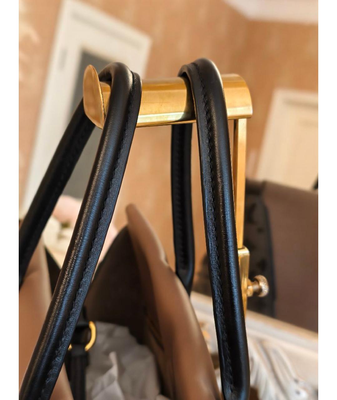 LOUIS VUITTON Коричневая кожаная сумка с короткими ручками, фото 8