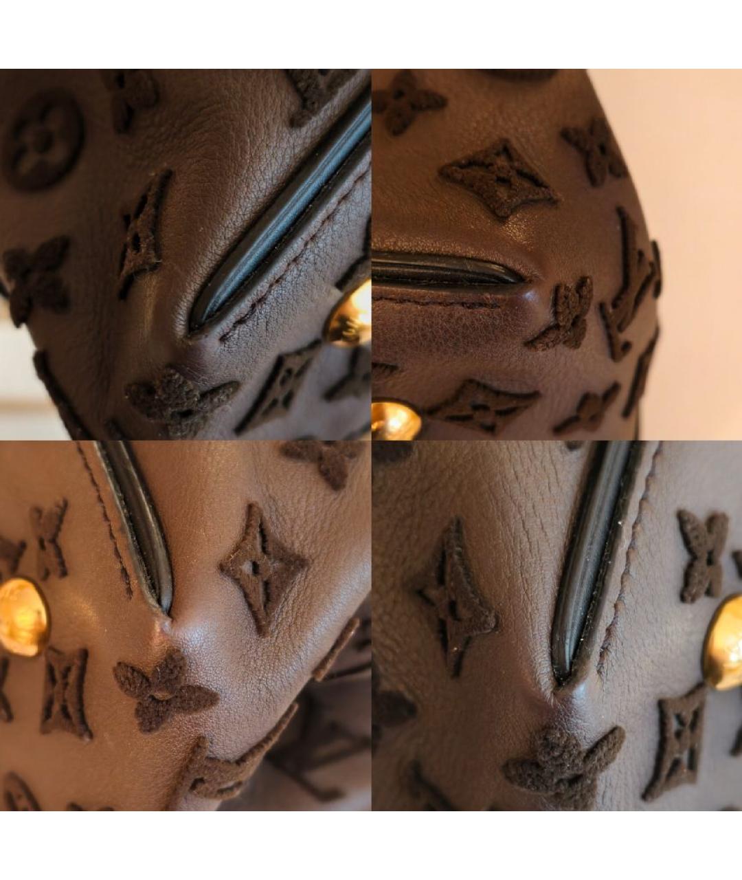 LOUIS VUITTON Коричневая кожаная сумка с короткими ручками, фото 7
