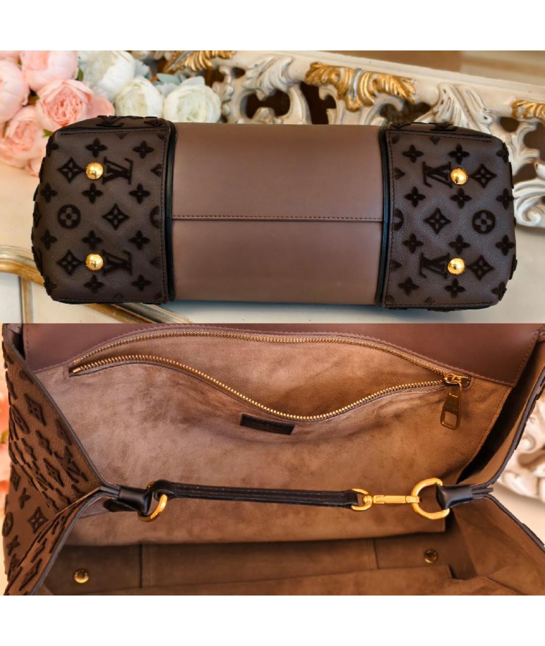 LOUIS VUITTON Коричневая кожаная сумка с короткими ручками, фото 5