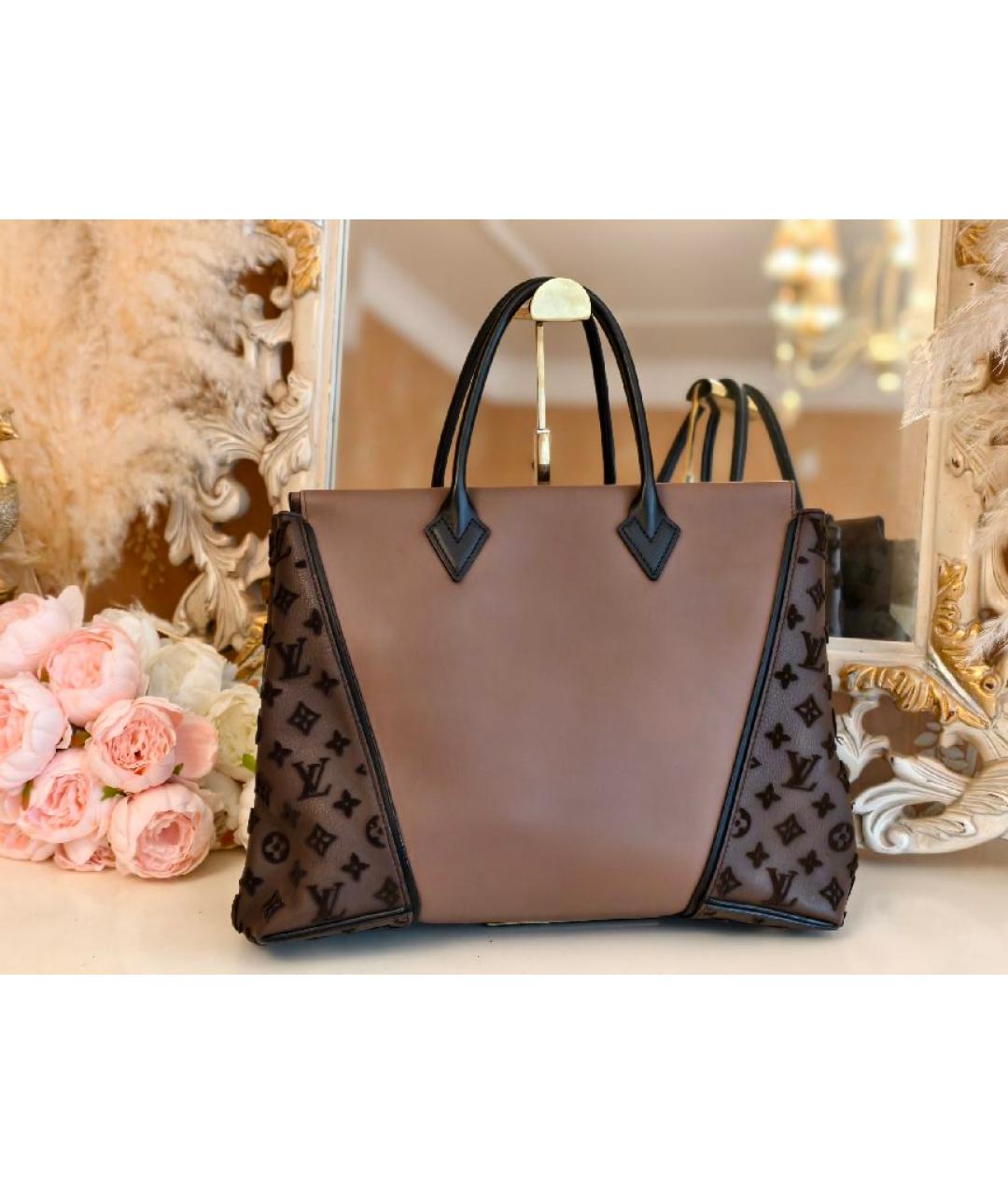 LOUIS VUITTON Коричневая кожаная сумка с короткими ручками, фото 3