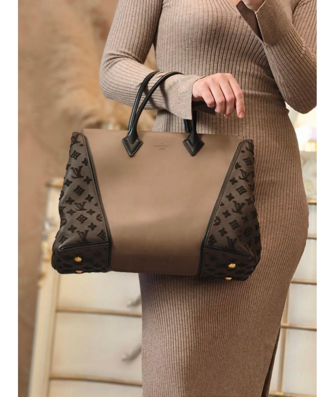 LOUIS VUITTON Коричневая кожаная сумка с короткими ручками, фото 4