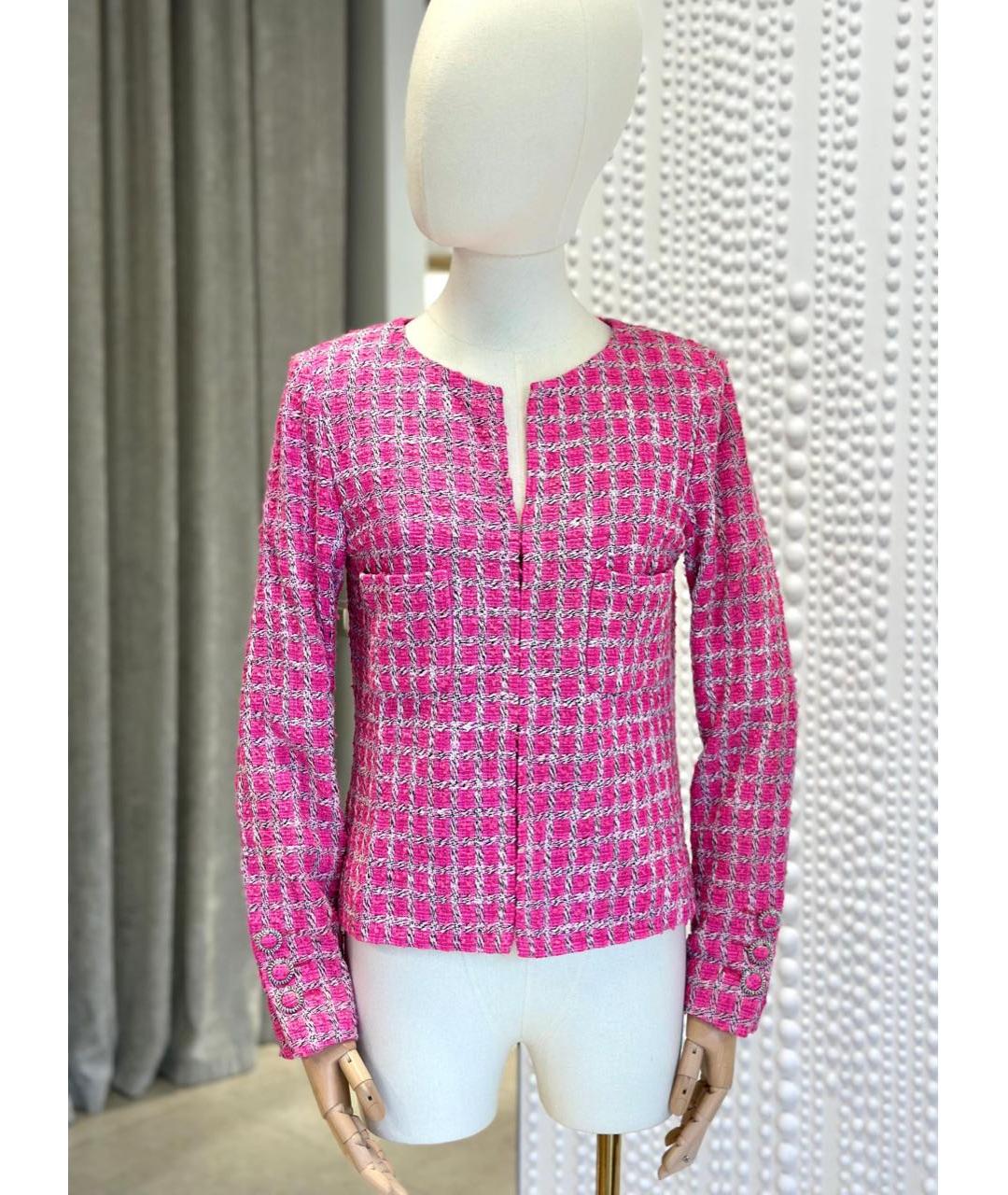 CHANEL Розовый твидовый жакет/пиджак, фото 4