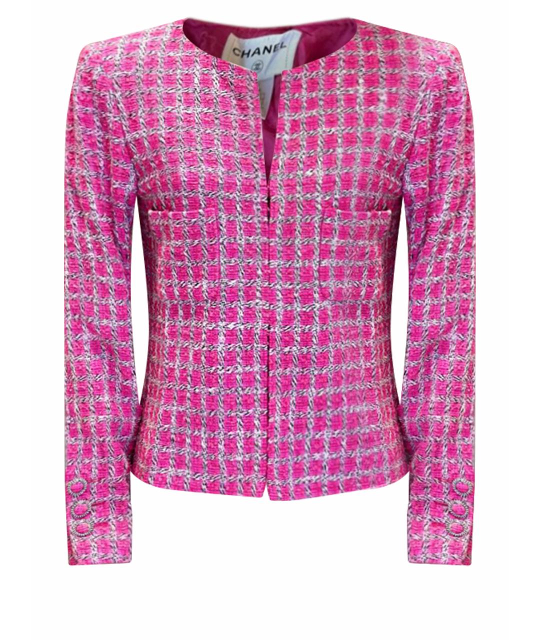 CHANEL Розовый твидовый жакет/пиджак, фото 1