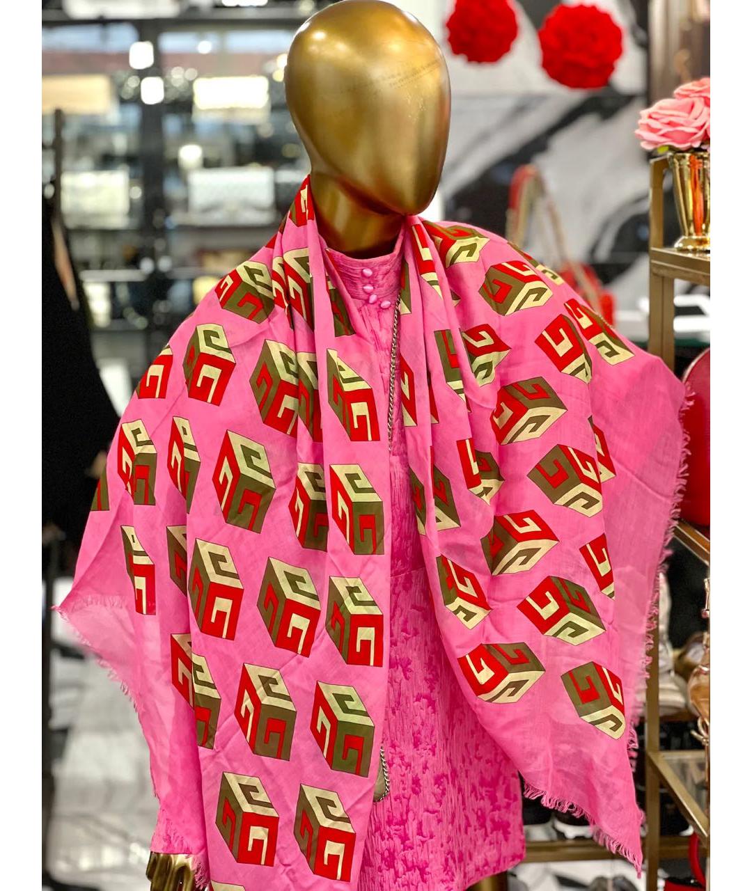 GUCCI Розовый шерстяной платок, фото 6