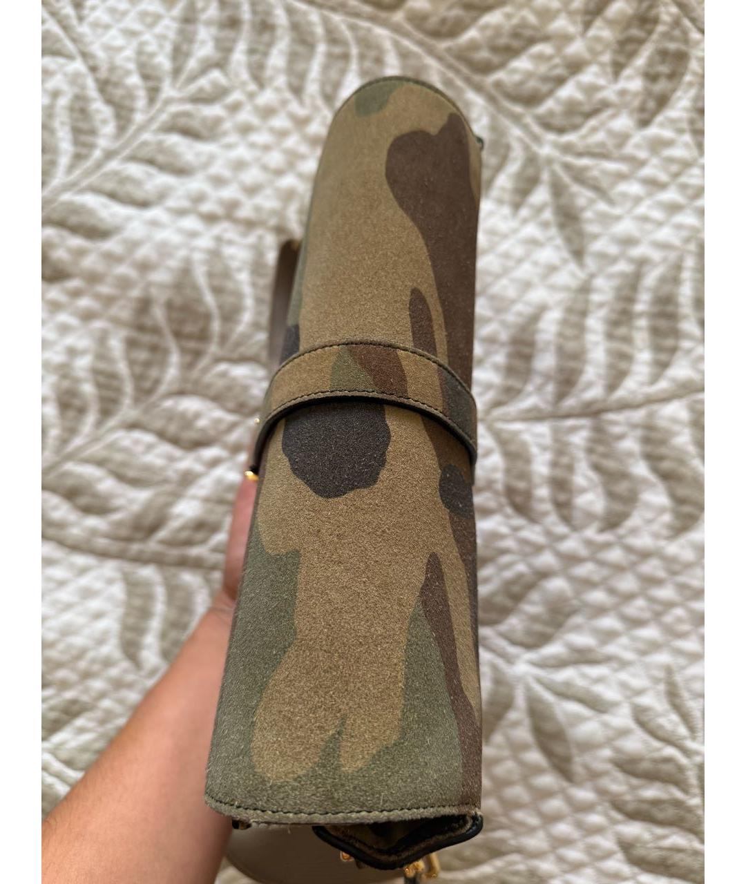 SAINT LAURENT Хаки замшевая сумка через плечо, фото 5