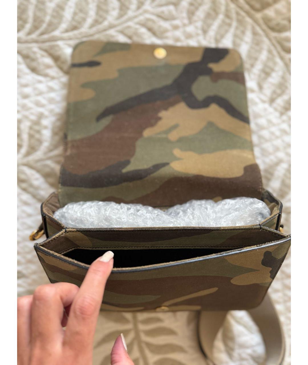 SAINT LAURENT Хаки замшевая сумка через плечо, фото 4