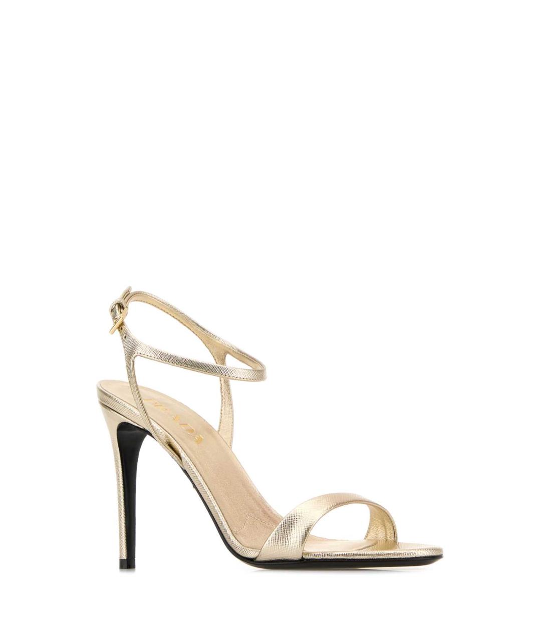 PRADA Золотые кожаные босоножки, фото 2