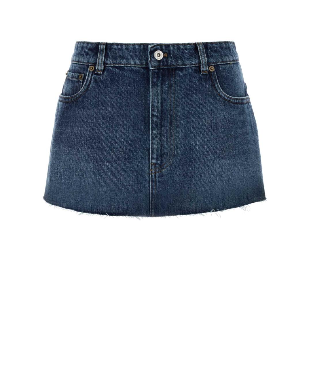 MIU MIU Синяя хлопковая юбка мини, фото 1