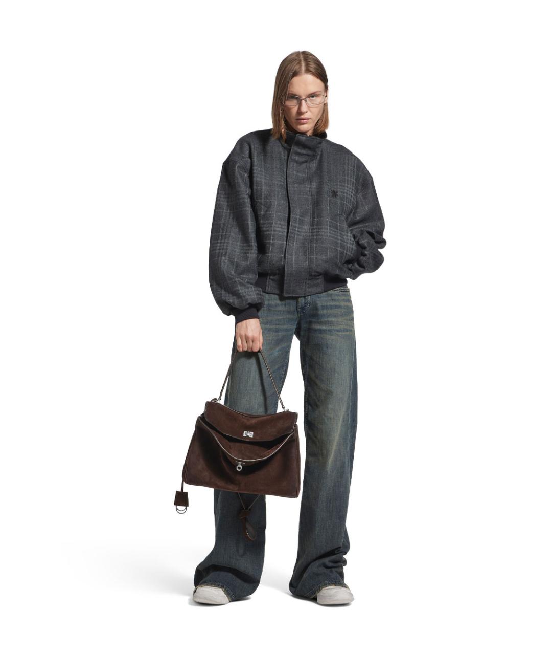 BALENCIAGA Коричневая замшевая сумка тоут, фото 2