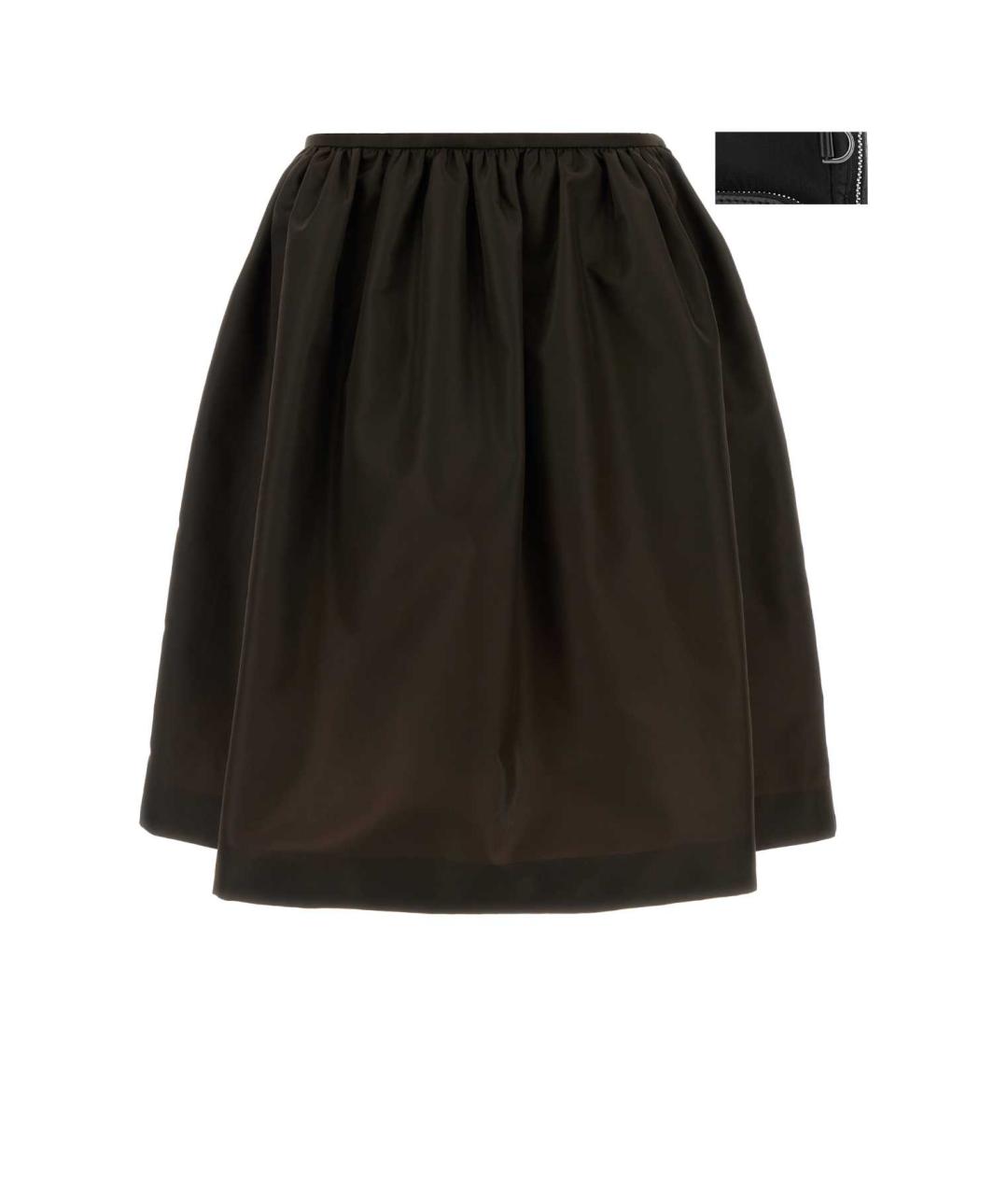 MIU MIU Коричневая полиамидовая юбка миди, фото 3
