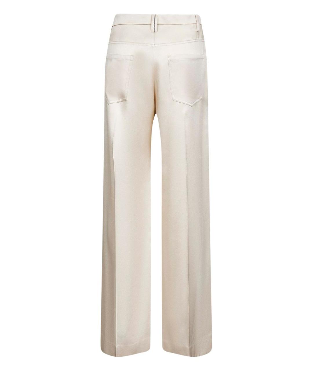 BRUNELLO CUCINELLI Бежевые ацетатные прямые брюки, фото 2