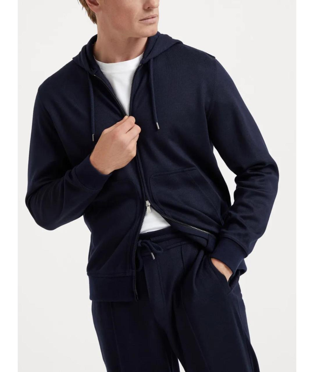 BRUNELLO CUCINELLI Темно-синий кашемировый кардиган, фото 3