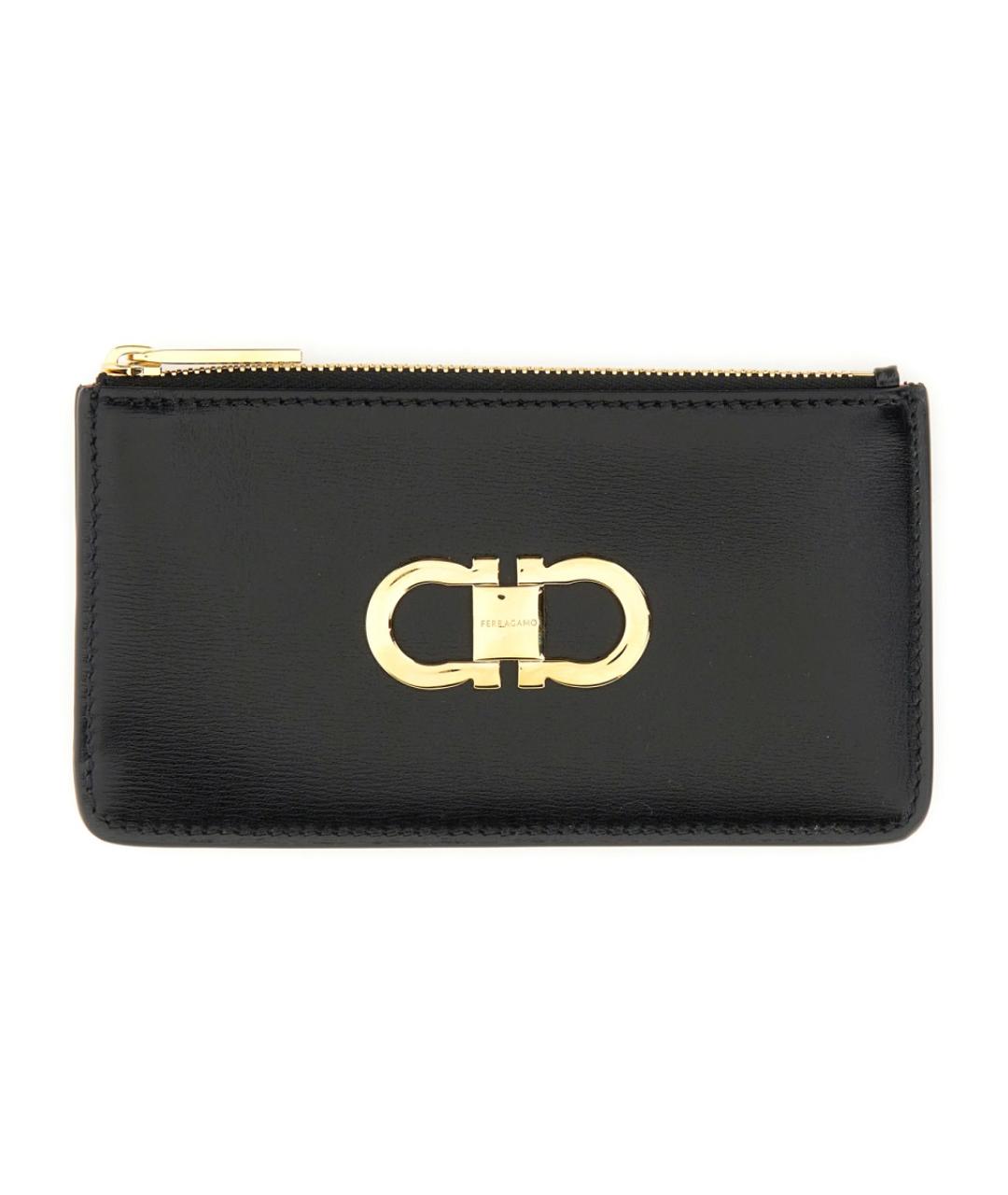 FERRAGAMO Черный кожаный кошелек, фото 1