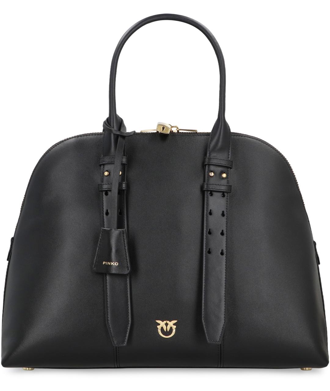 PINKO Черная кожаная сумка тоут, фото 2
