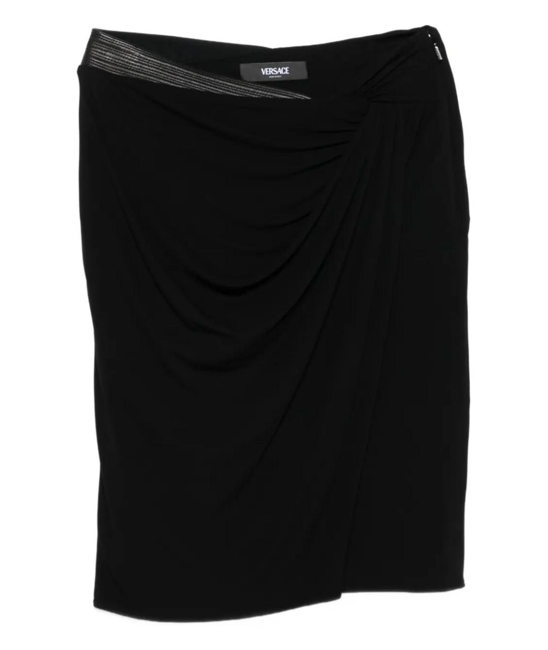 VERSACE Черная вискозная юбка миди, фото 1