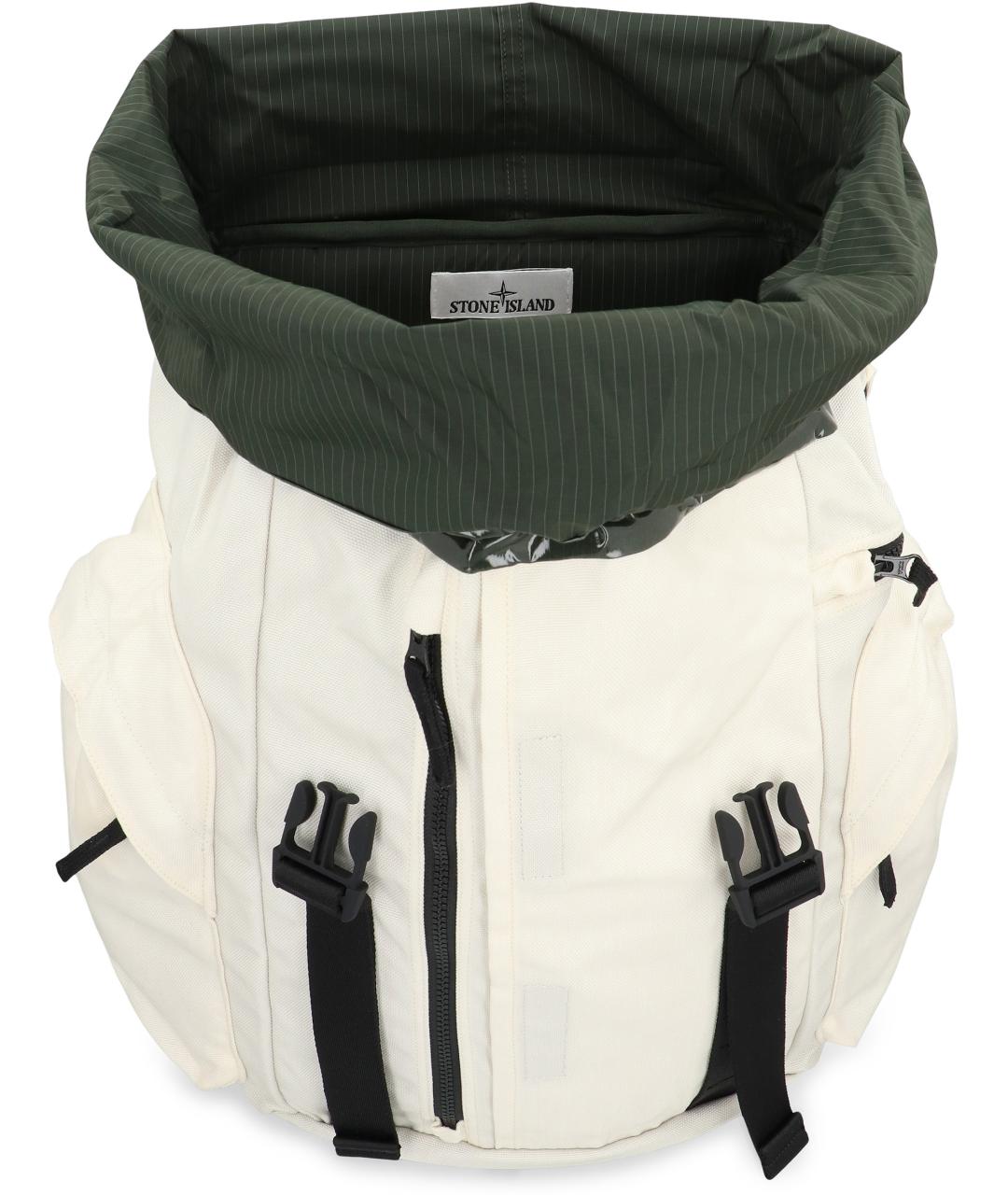 STONE ISLAND Белый тканевый рюкзак, фото 5