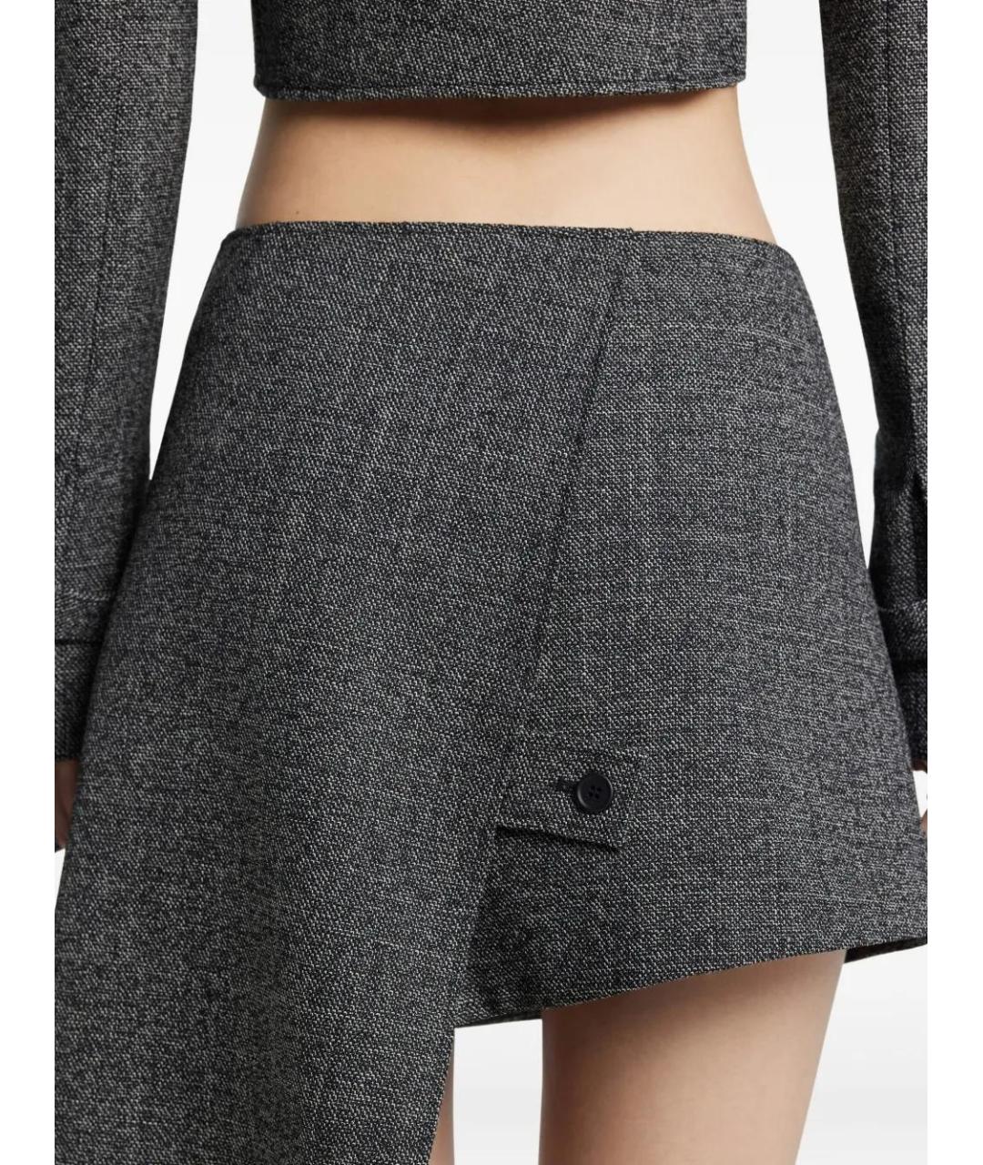 COURREGES Серая шерстяная юбка мини, фото 5
