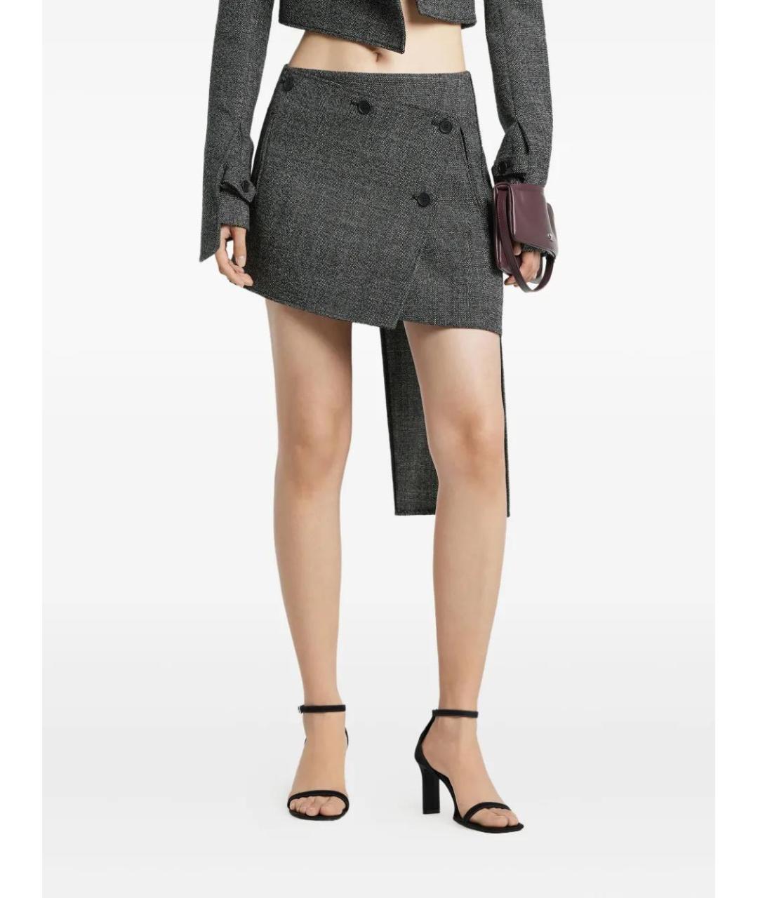 COURREGES Серая шерстяная юбка мини, фото 4