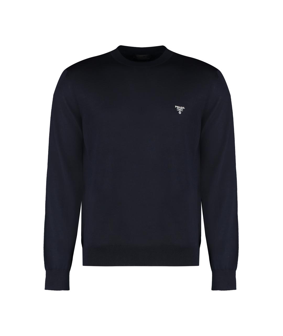 PRADA Темно-синий шерстяной джемпер / свитер, фото 1