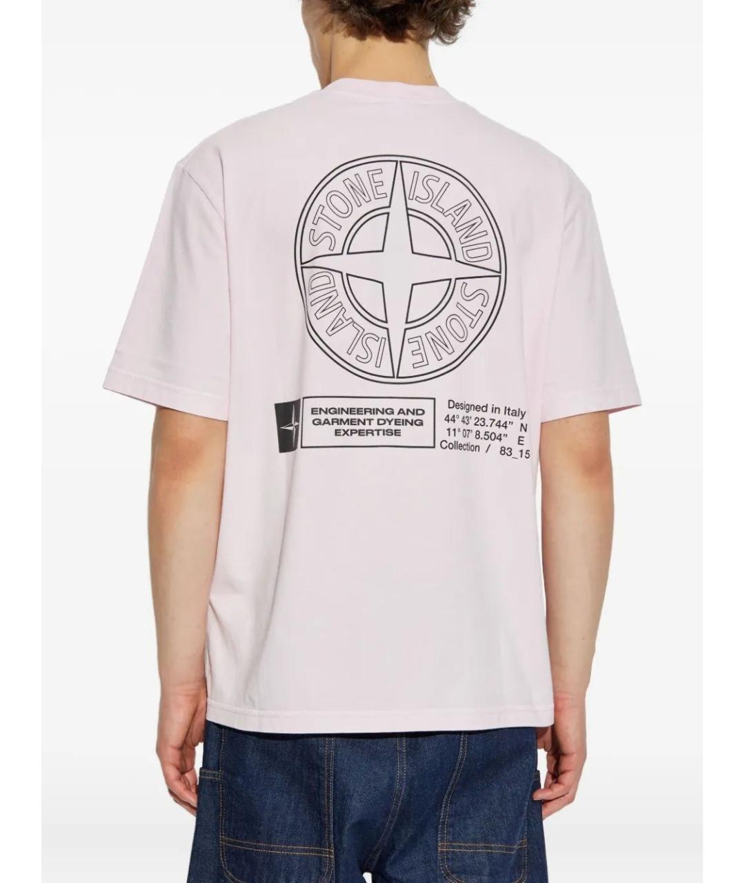 STONE ISLAND Розовая хлопковая футболка, фото 4