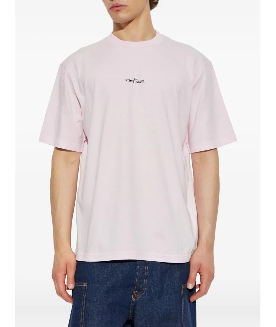 STONE ISLAND Розовая хлопковая футболка, фото 3