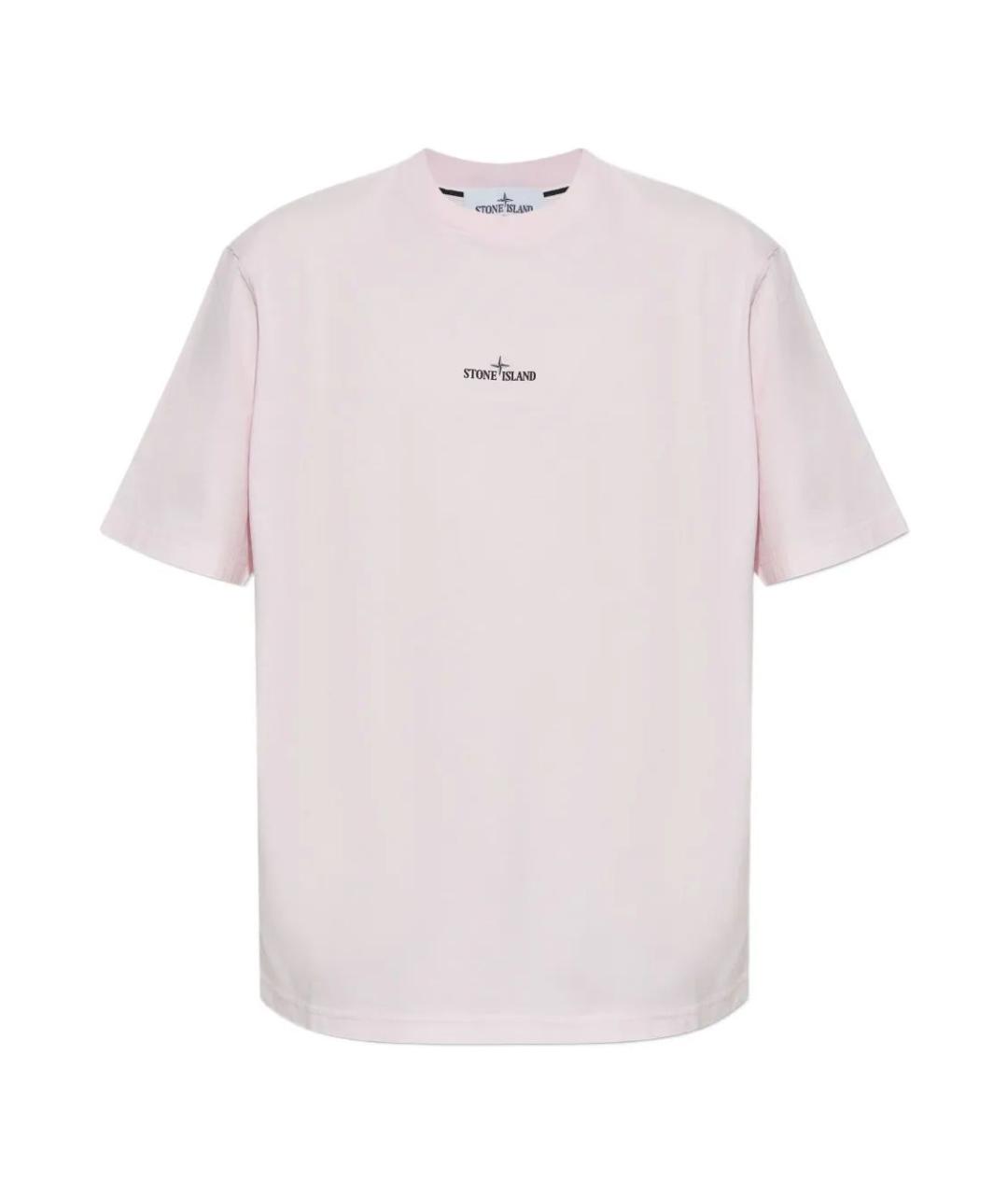 STONE ISLAND Розовая хлопковая футболка, фото 1