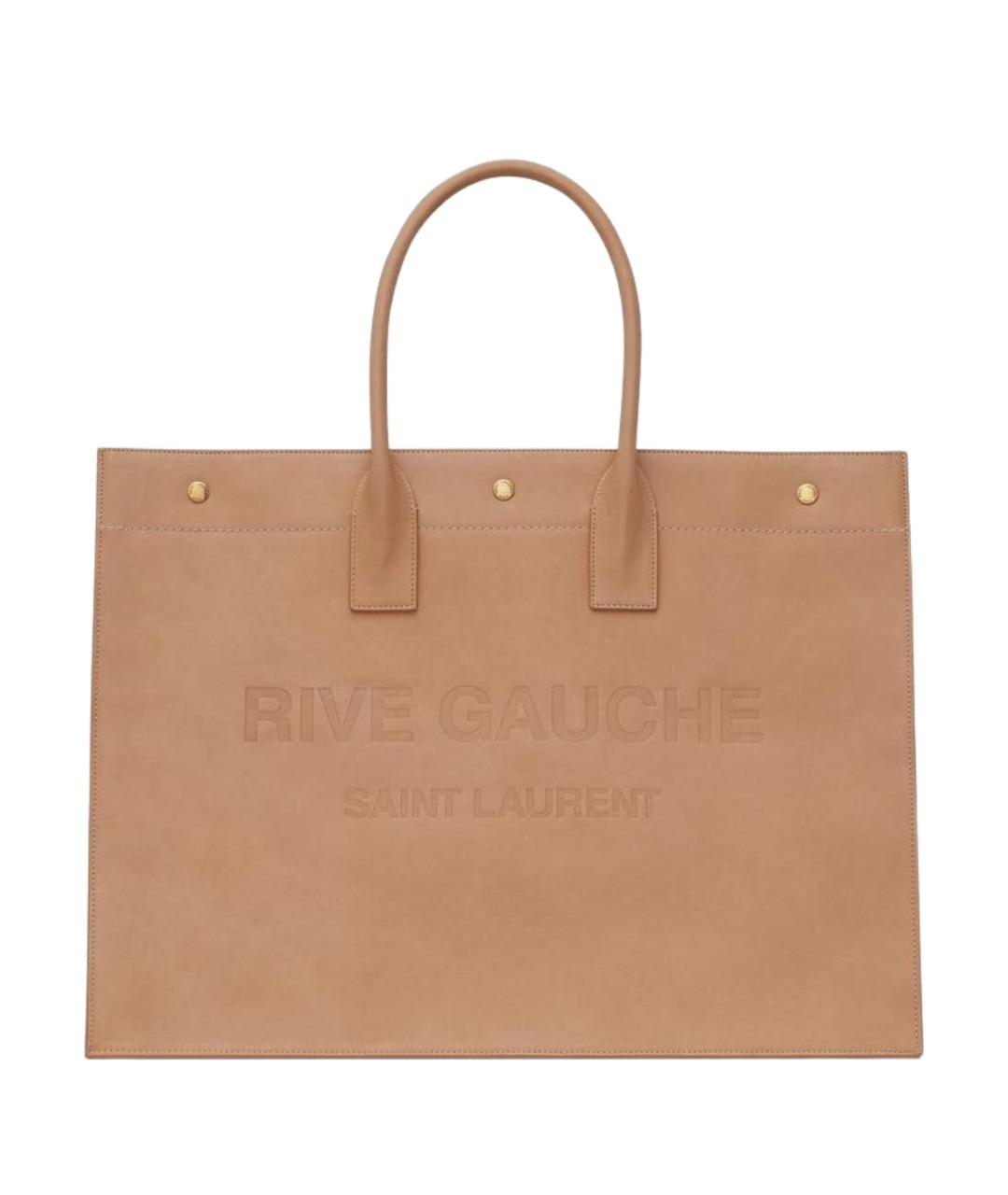 SAINT LAURENT Бежевая кожаная сумка тоут, фото 1