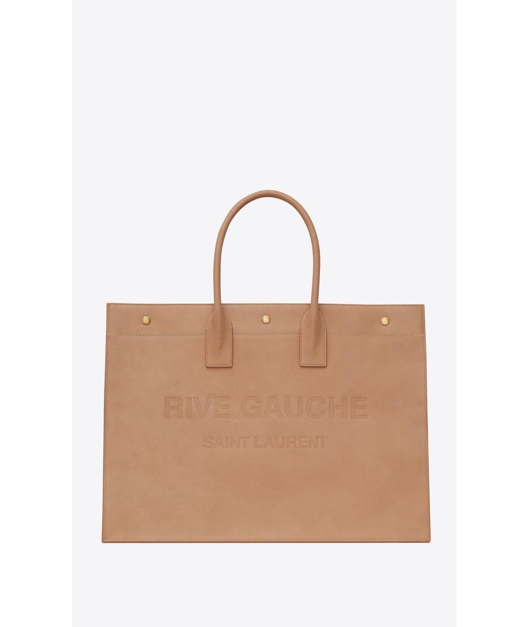 SAINT LAURENT Бежевая кожаная сумка тоут, фото 5