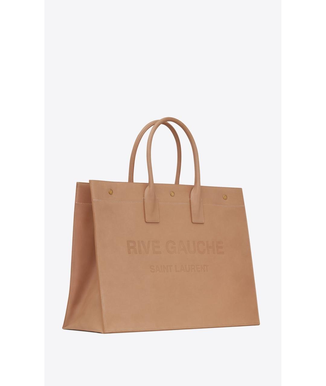 SAINT LAURENT Бежевая кожаная сумка тоут, фото 4